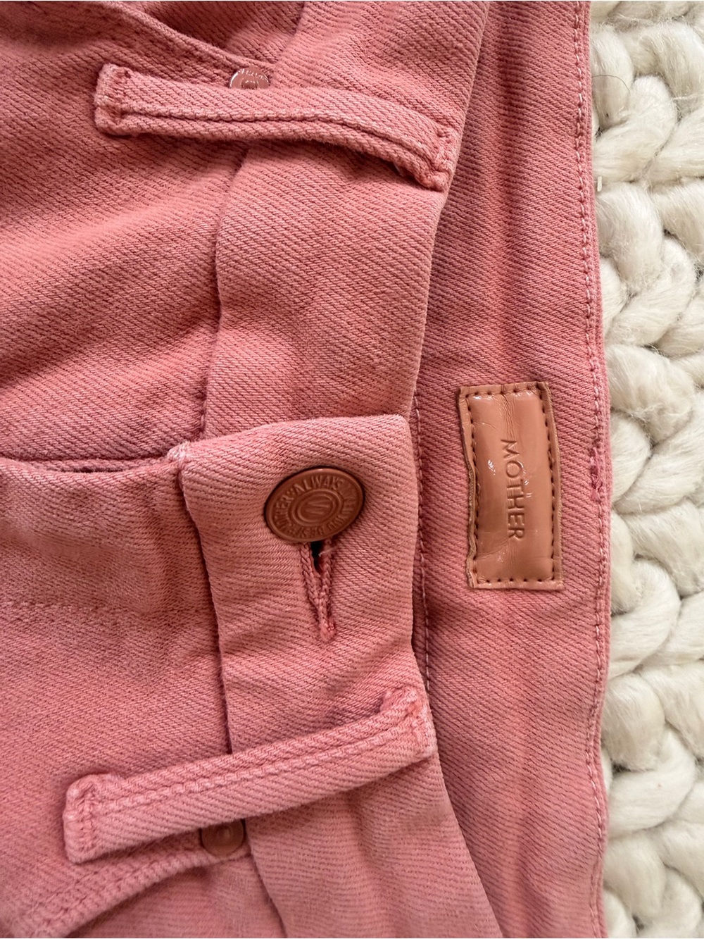 MOTHER The High Waisted Roller Skimp Jeans 26 Second Chance Dusty Rose Wide Leg - Picture 6 of 11